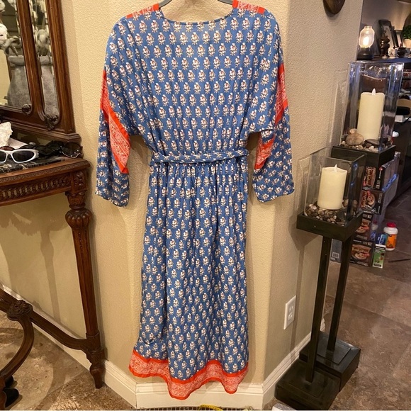 NWT~J. CREW Women V-Neck Cover-Up Dress in Classic Print Tie Waist Dress-Small - Picture 4 of 9